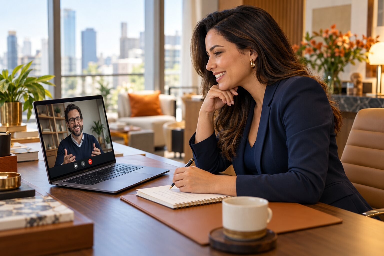 Executiva participando de aula online