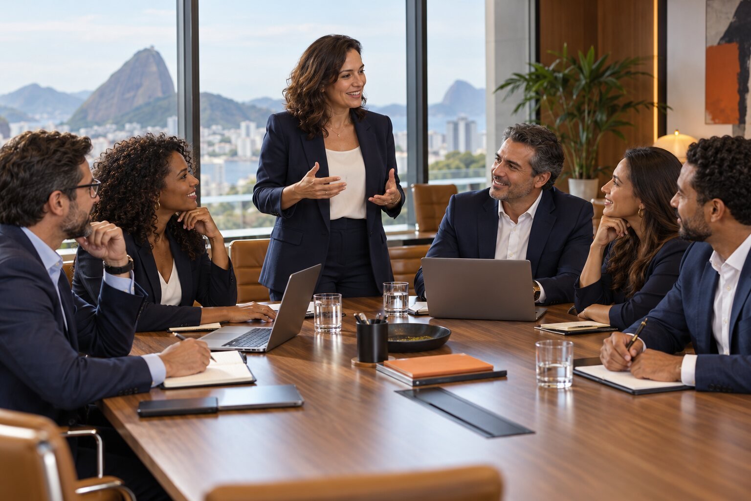 Profissionais em uma sessão de idiomas para negócios
